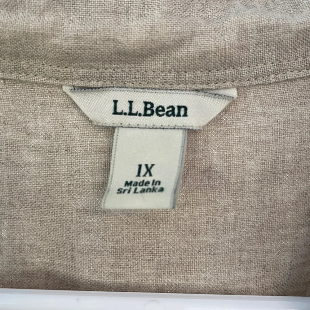 L.L. Bean Casual Beige Button Down Shirt - Picture 2 of 8